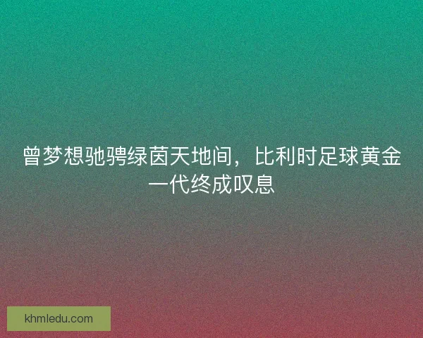 曾梦想驰骋绿茵天地间，比利时足球黄金一代终成叹息
